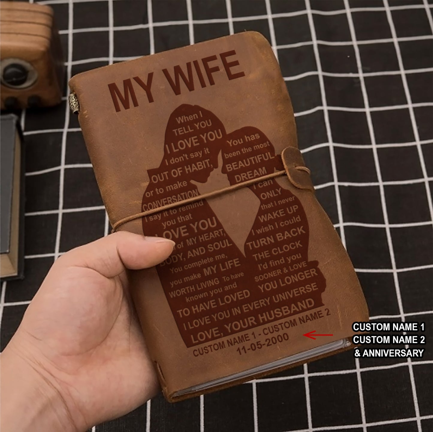 Perfect for anniversaries, birthdays, or just because-Vintage Journal Husband to wife I wish i could turn back the clock