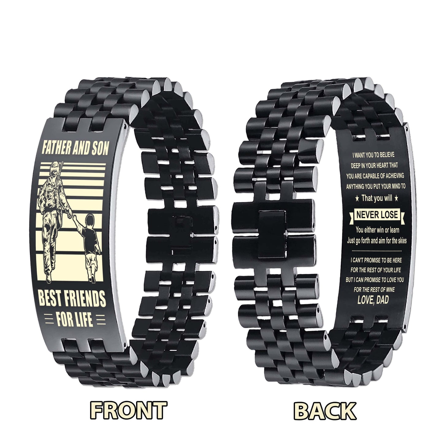 Spartan ANT Personalized Double Sided Bracelet Father And Son Best Friends For Life - Message on the back side