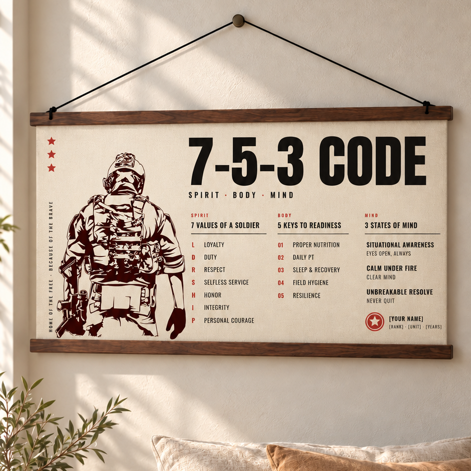 Warrior Poster Canvas 7 5 3 Code Inspiration Gift For You
