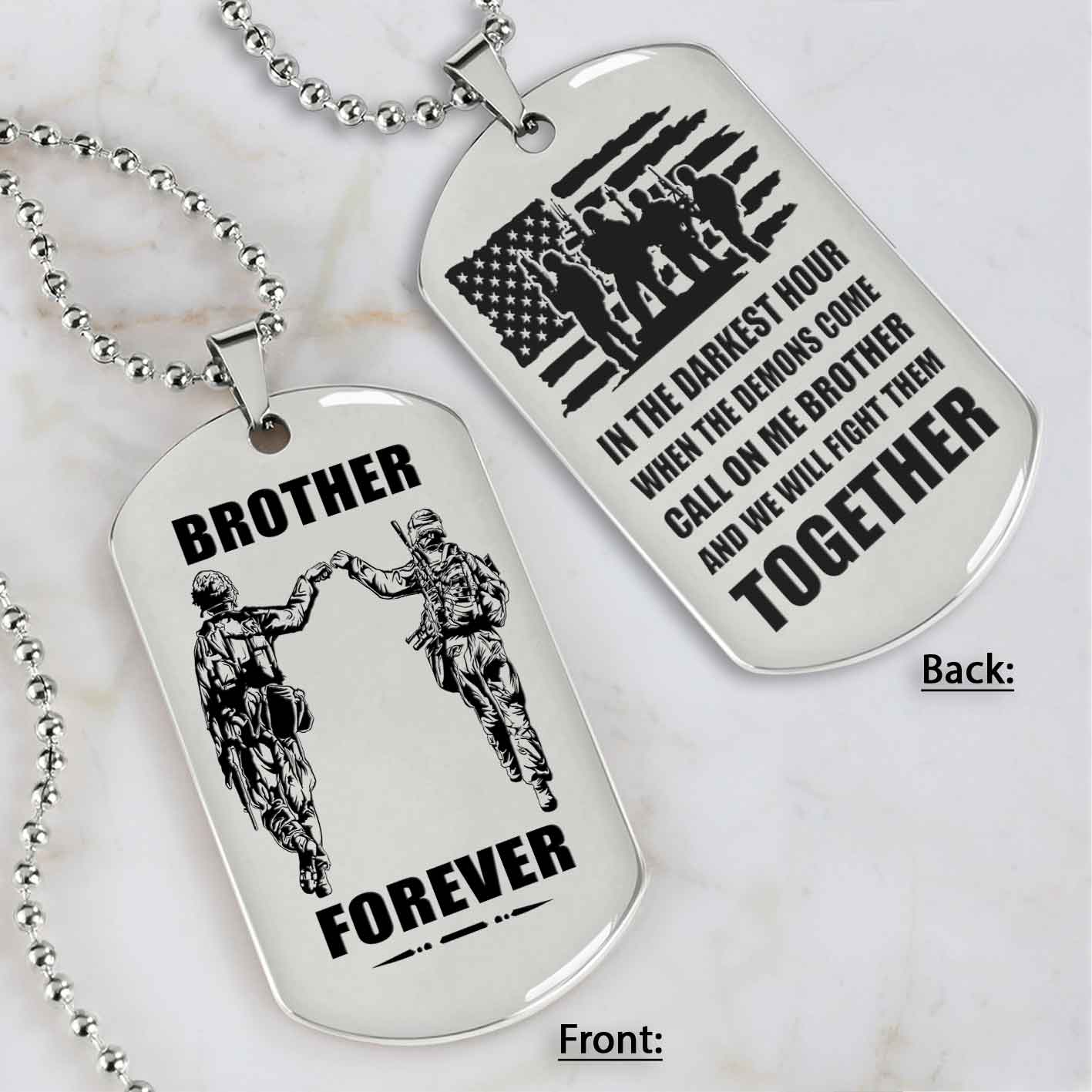 Soldier double side dog tag call on me brother and 4th of July day gifts