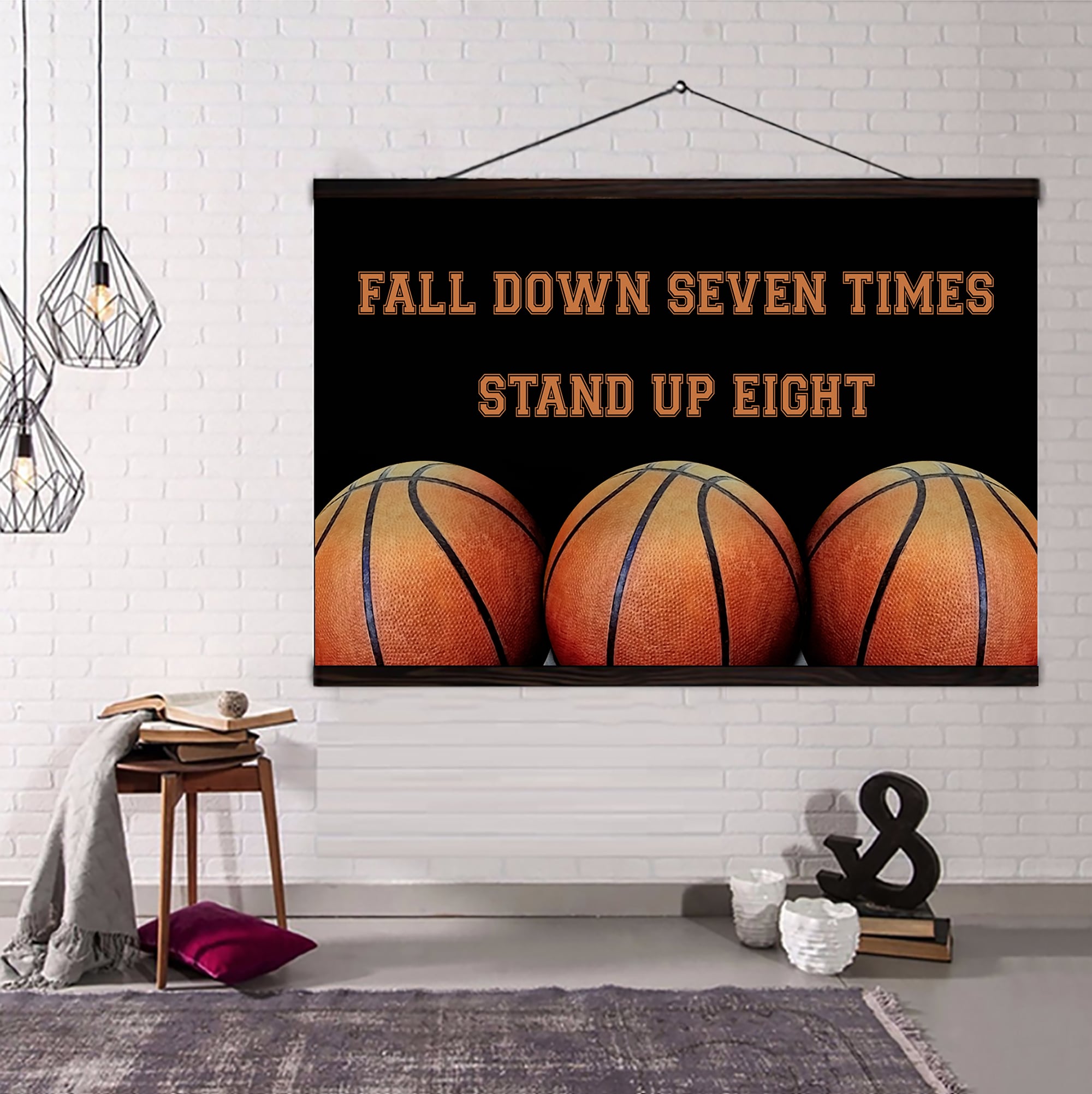 Basketball poster canvas fall down seven times stand up eight standard size