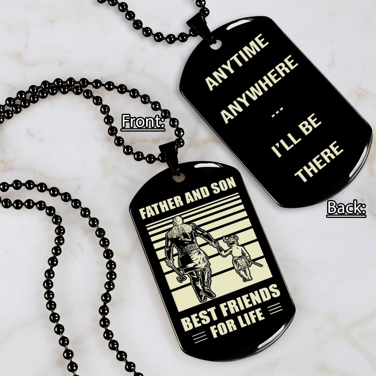 GAN Personalized Double Sided Dog Tag Father And Son Best Friends For Life - Message on the back side