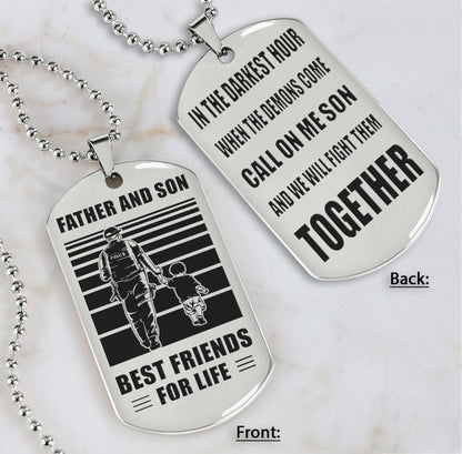 Samurai Personalized Double Sided Dog Tag Call On Me Son And We Will Fight Them Together Gifts For Your Son From Dad
