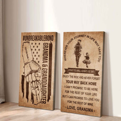 Grandma And Granddaughter UnBreakable Bond - 2 Piece Canvas Wall Art Black Floating Frame - Never Forget Your Way Back Home