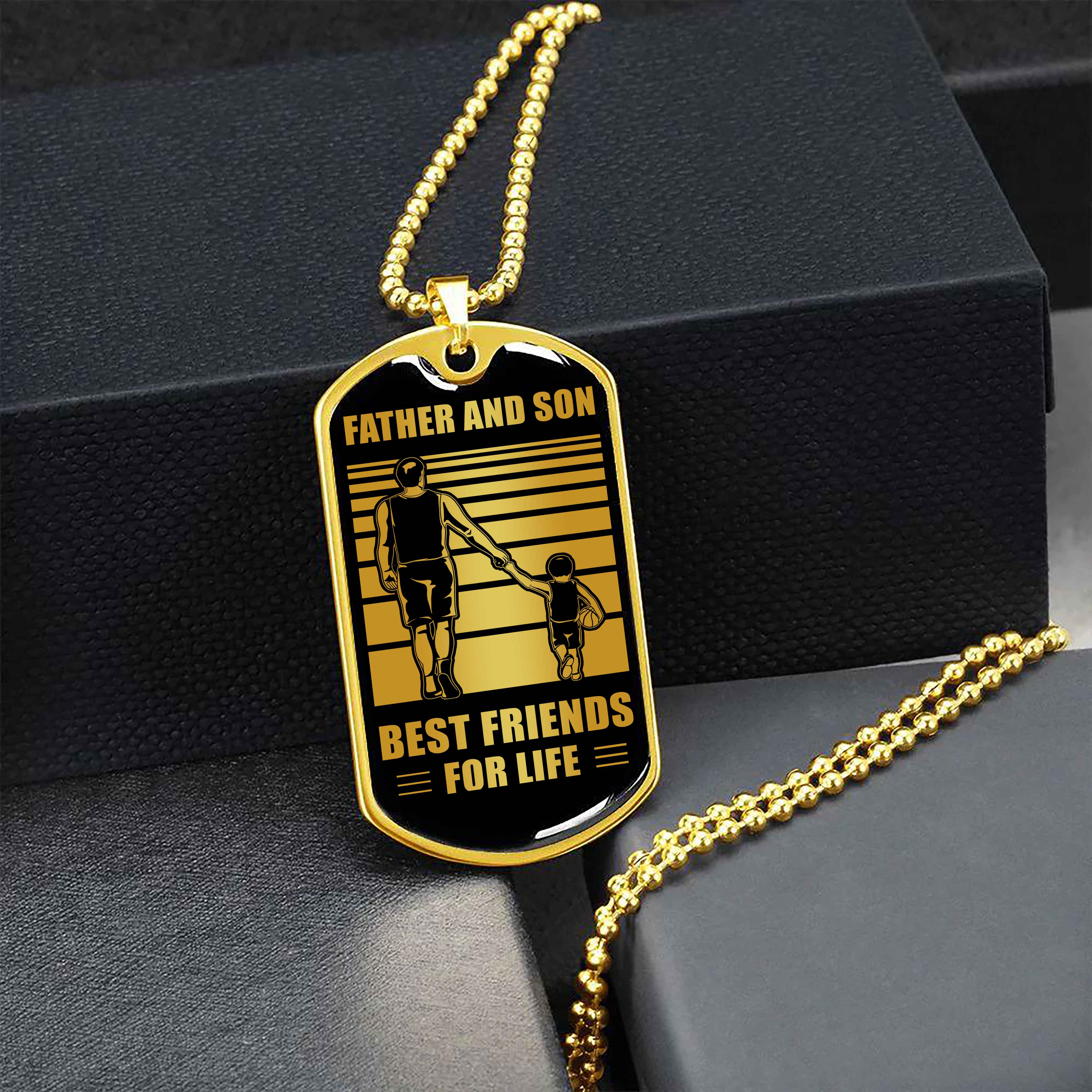 Family Military Chain Silver Plated 18K Gold Plated Father And Son Best Friend For Life Gift For Your Son