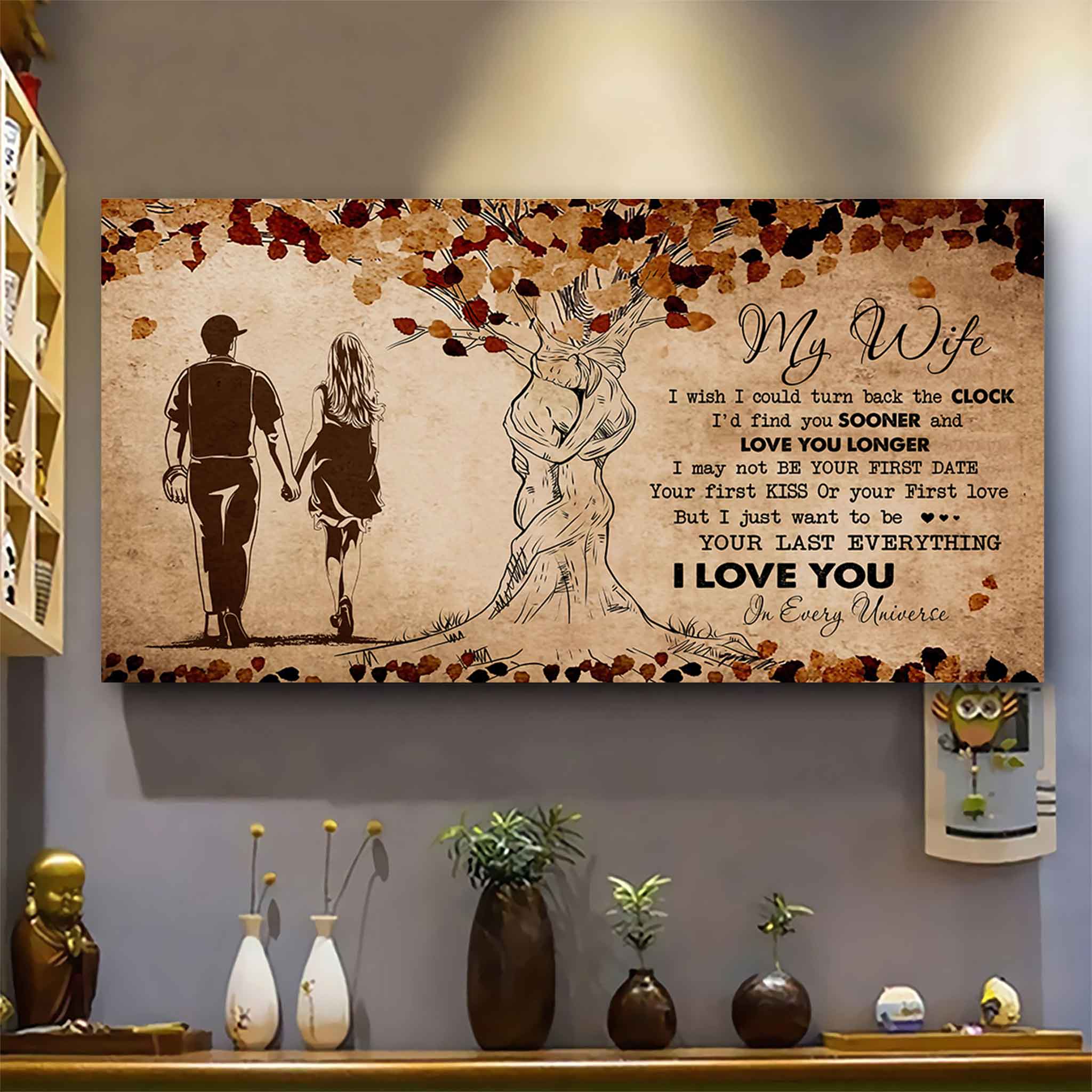 American Football Poster Canvas To My Wife I Wish I Could Turn Back The Clock - I Love You In Every Universe