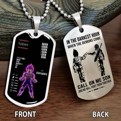 Personalized Double Side Graphic Dog Tag Father And Son - Call On Me Son And We Will Fight Them Together