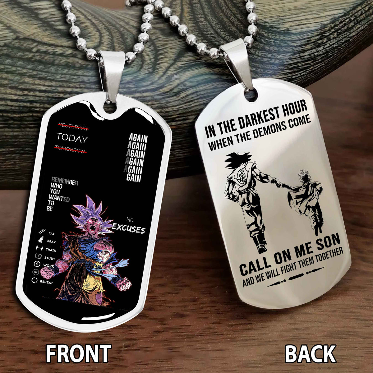 Personalized Double Side Graphic Dog Tag Father And Son - Call On Me Son And We Will Fight Them Together
