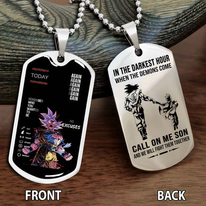Personalized Double Side Graphic Dog Tag Father And Son - Call On Me Son And We Will Fight Them Together