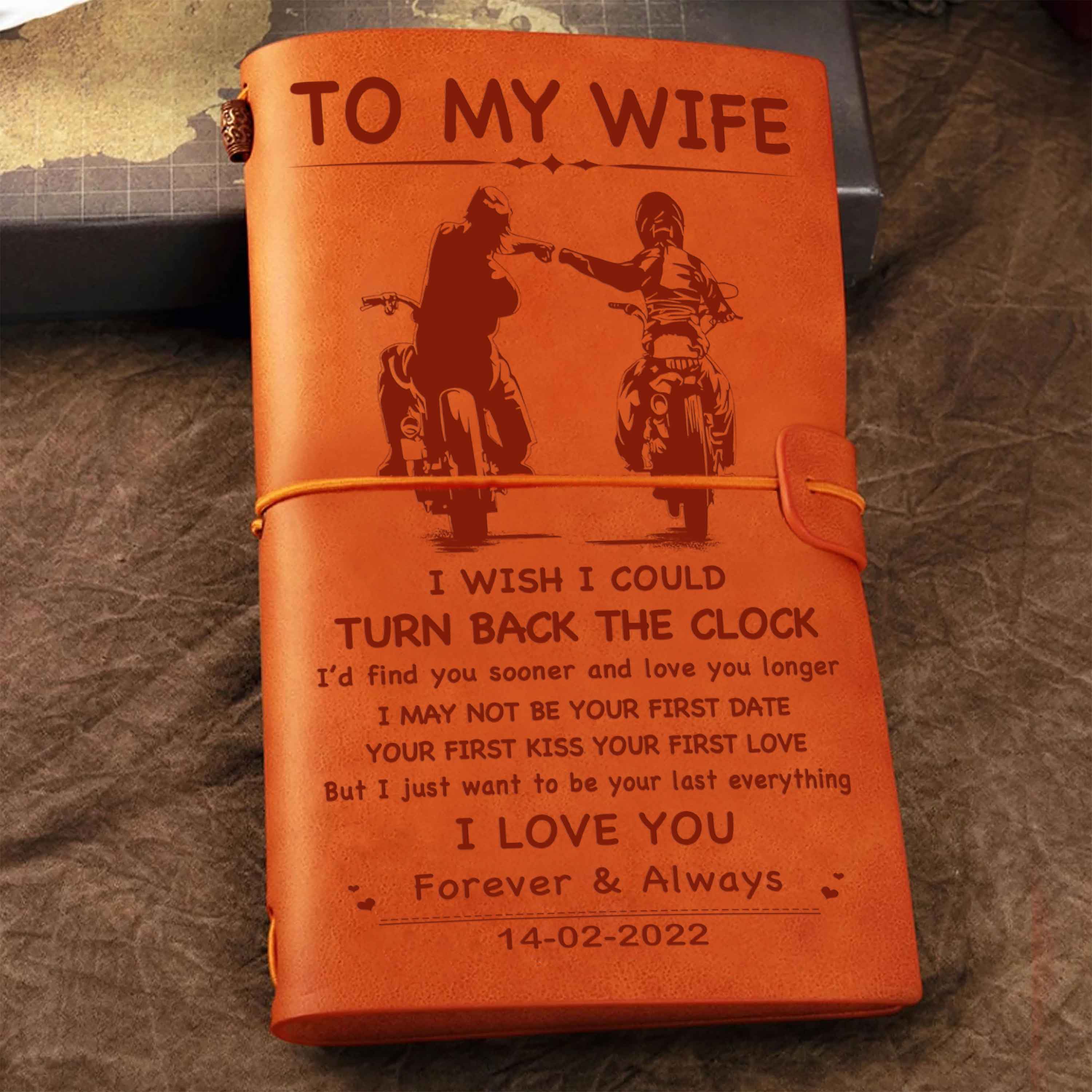 DRB Valentines gifts Vintage Journal Husband to Wife I wish i could turn back the clock I love you forever and always