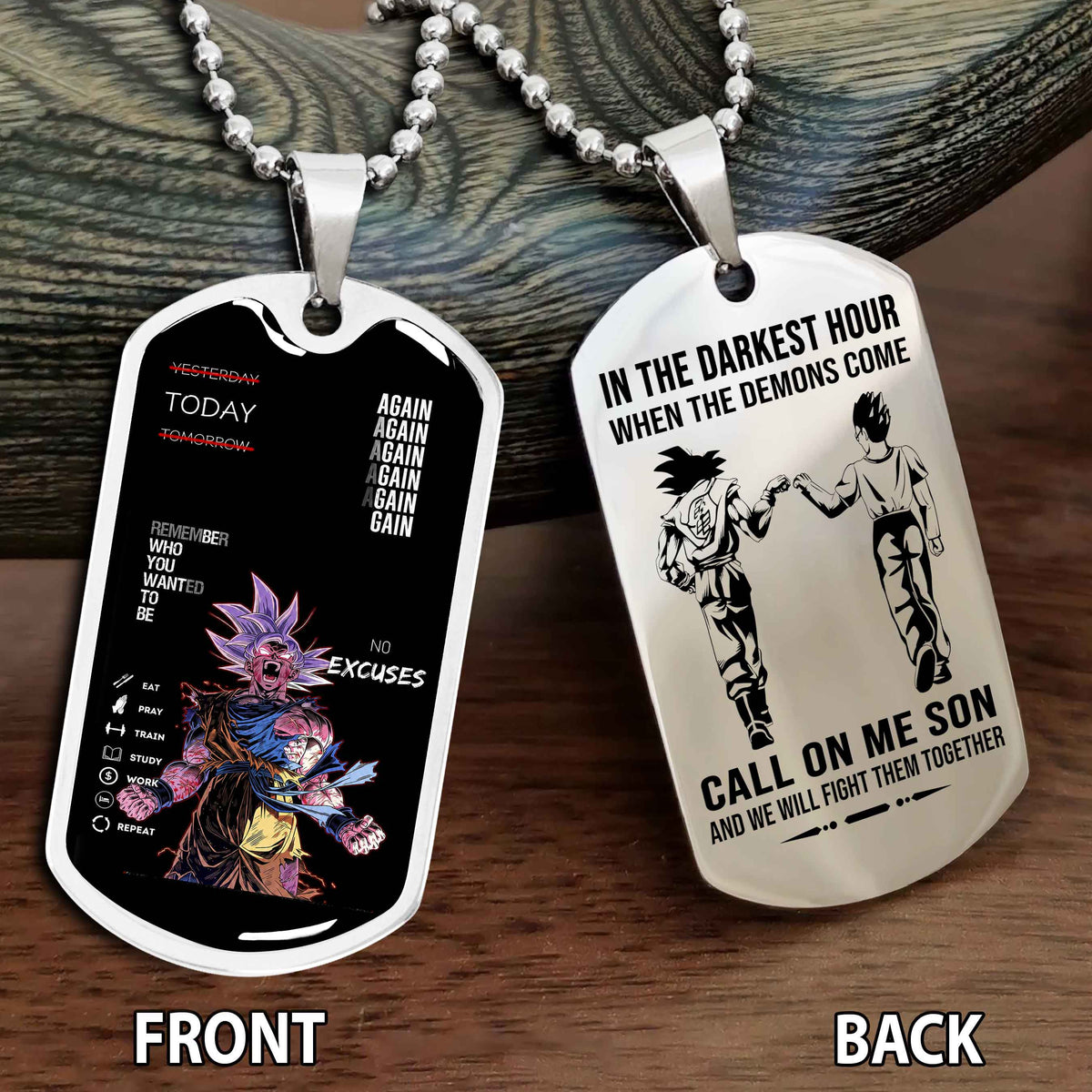 Personalized Double Side Graphic Dog Tag Father And Son - Call On Me Son And We Will Fight Them Together