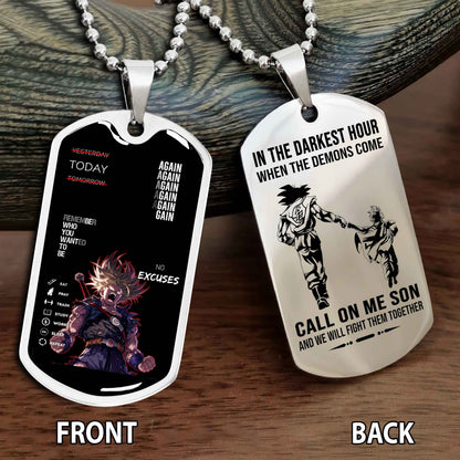 Personalized Double Side Graphic Dog Tag Father And Son - Call On Me Son And We Will Fight Them Together