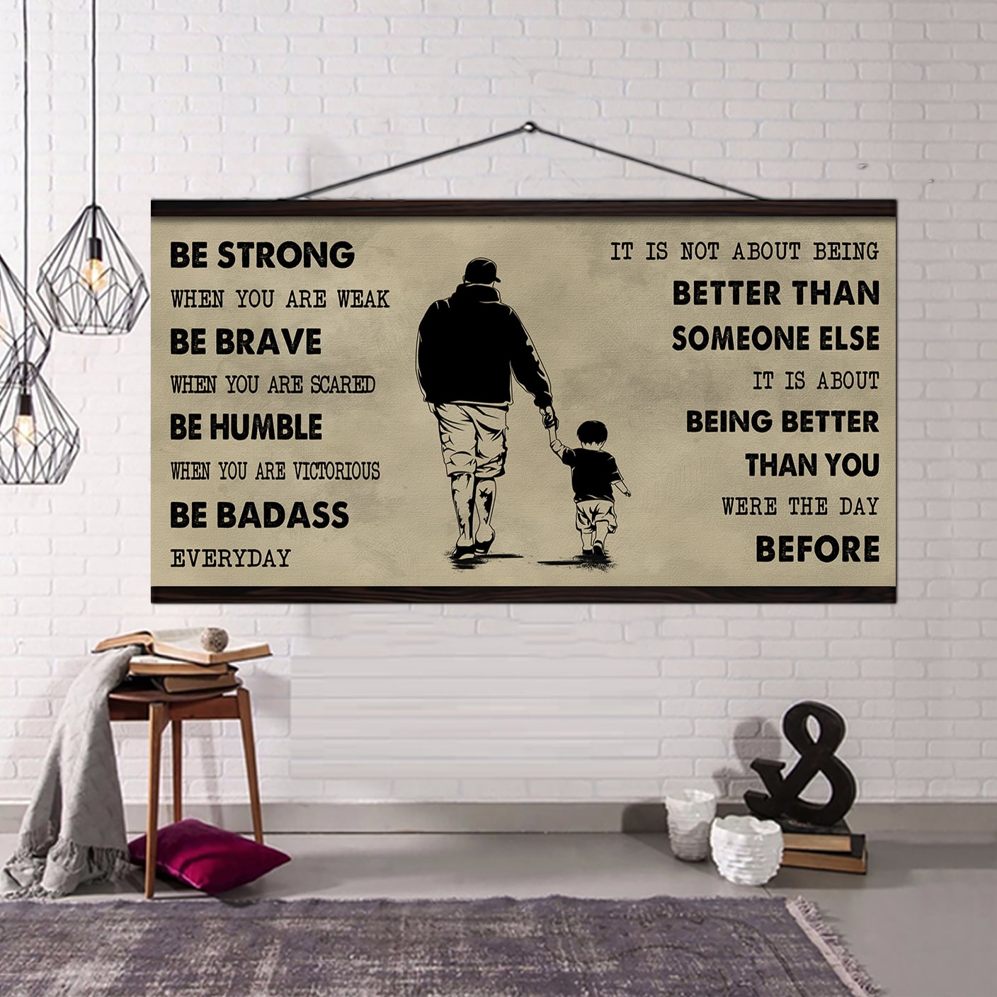 Baseball Poster Canvas From Dad To Son Be Strong When You Are Weak - It Is Not About Being Better Than Someone Else