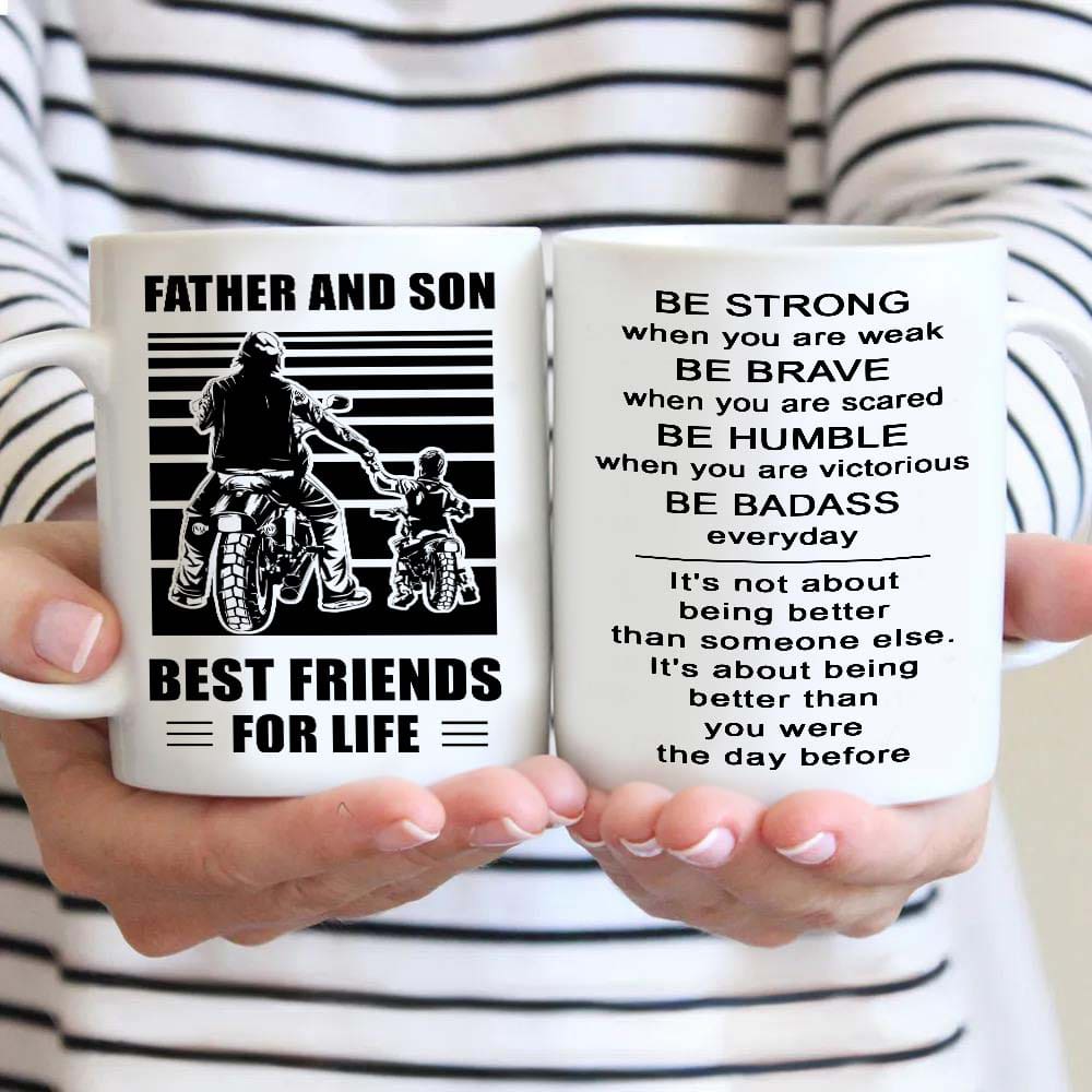 Soldier Be strong-Personalized Mug Father And Son Best Friends For Life - Message on the back side