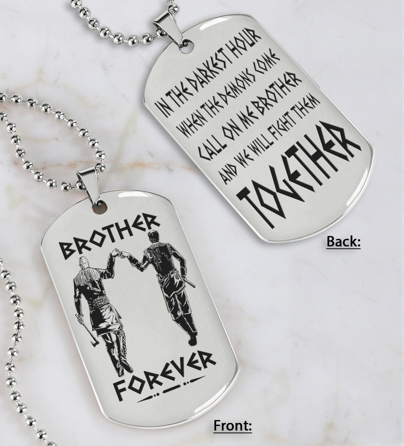 Biker customizable engraved black dog tag double sided gift from brother, brother forever