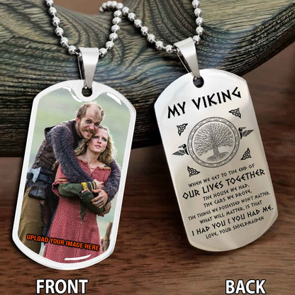 Personalized Viking Double-Sided Dog Tag for Husband with Photo Upload