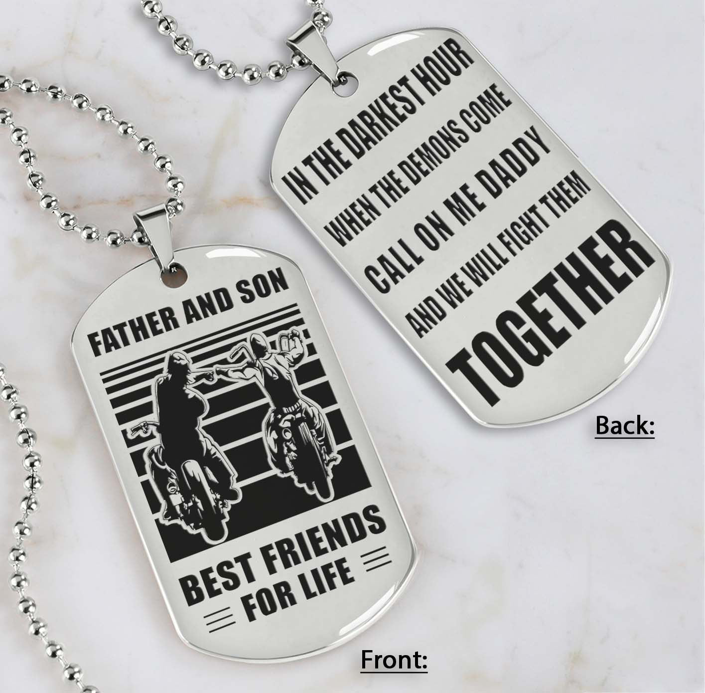 Samurai Personalized Double Sided Dog Tag Call On Me Daddy And We Will Fight Them Together Gifts For Your Dad, From Son To Dad