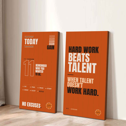 Sport Poster Again Again Again Motivation Quotes - 2 Piece Canvas Wall Art