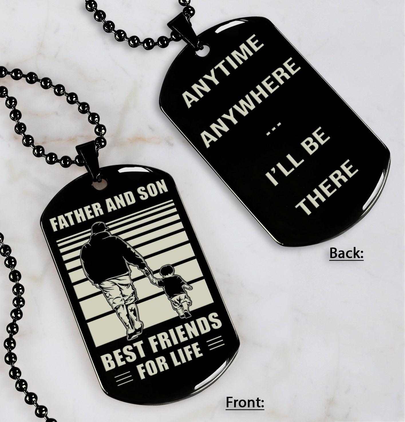 Family Personalized Double Sided Dog Tag Father And Son Best Friends For Life - Message on the back side