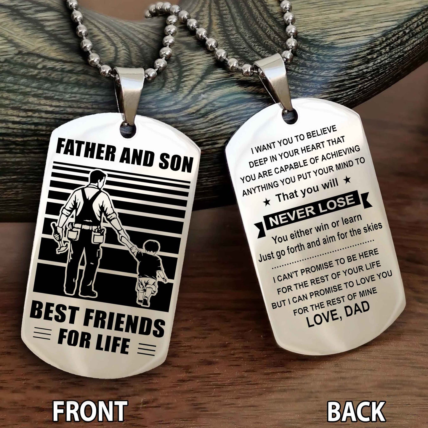 Carpenter Personalized Double Sided Dog Tag Father And Son - You Will Never Lose You Either Win Or Learn From Dad To Son