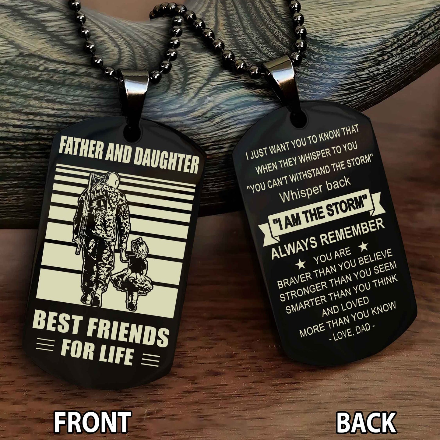 Father and Daughter Personalized Double Sided Dog Tag Father And Daughter Best Friends For Life - Message on the back side