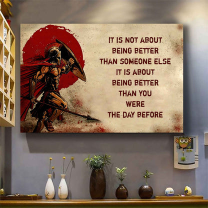 Viking Poster Canvas It's Not About Being Better Than Someone Else Best Gifts Motivation Quotes