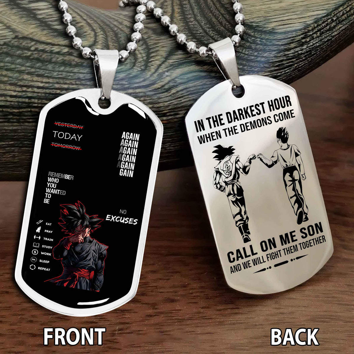 Personalized Double Side Graphic Dog Tag Father And Son - Call On Me Son And We Will Fight Them Together