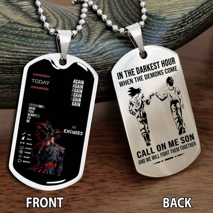 Personalized Double Side Graphic Dog Tag Father And Son - Call On Me Son And We Will Fight Them Together
