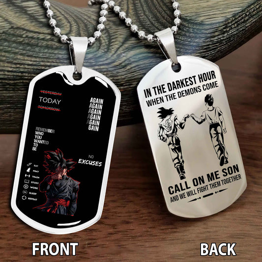 Personalized Double Side Graphic Dog Tag Father And Son - Call On Me Son And We Will Fight Them Together