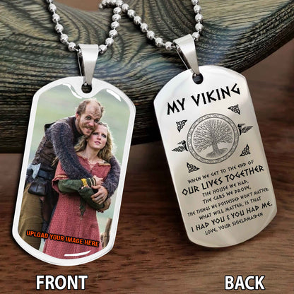 Personalized Viking Double-Sided Graphic Dog Tag To My Viking My Shield Maiden Gift For Your Darling