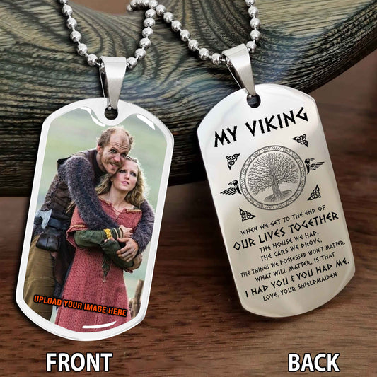 Personalized Viking Double-Sided Graphic Dog Tag To My Viking My Shield Maiden Gift For Your Darling