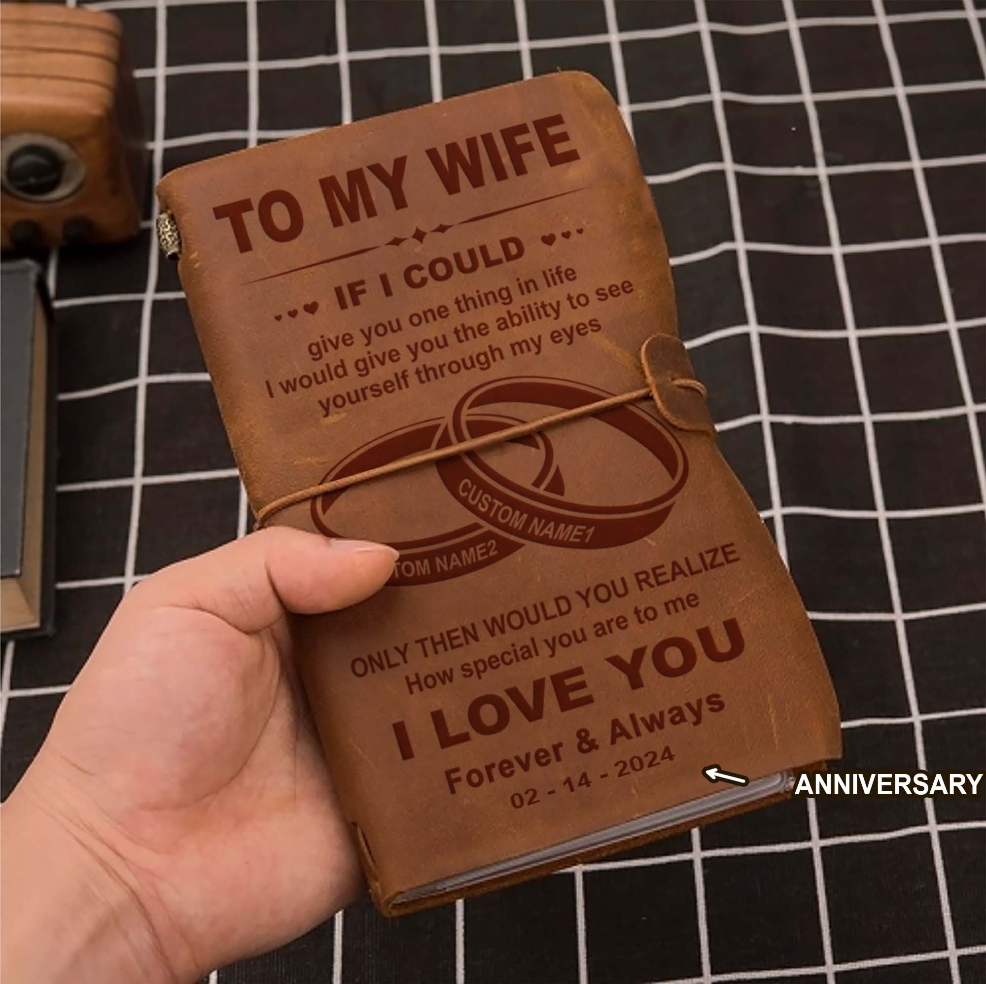 Valentines gifts-Vintage Journal Husband to wife- When I say i love you more