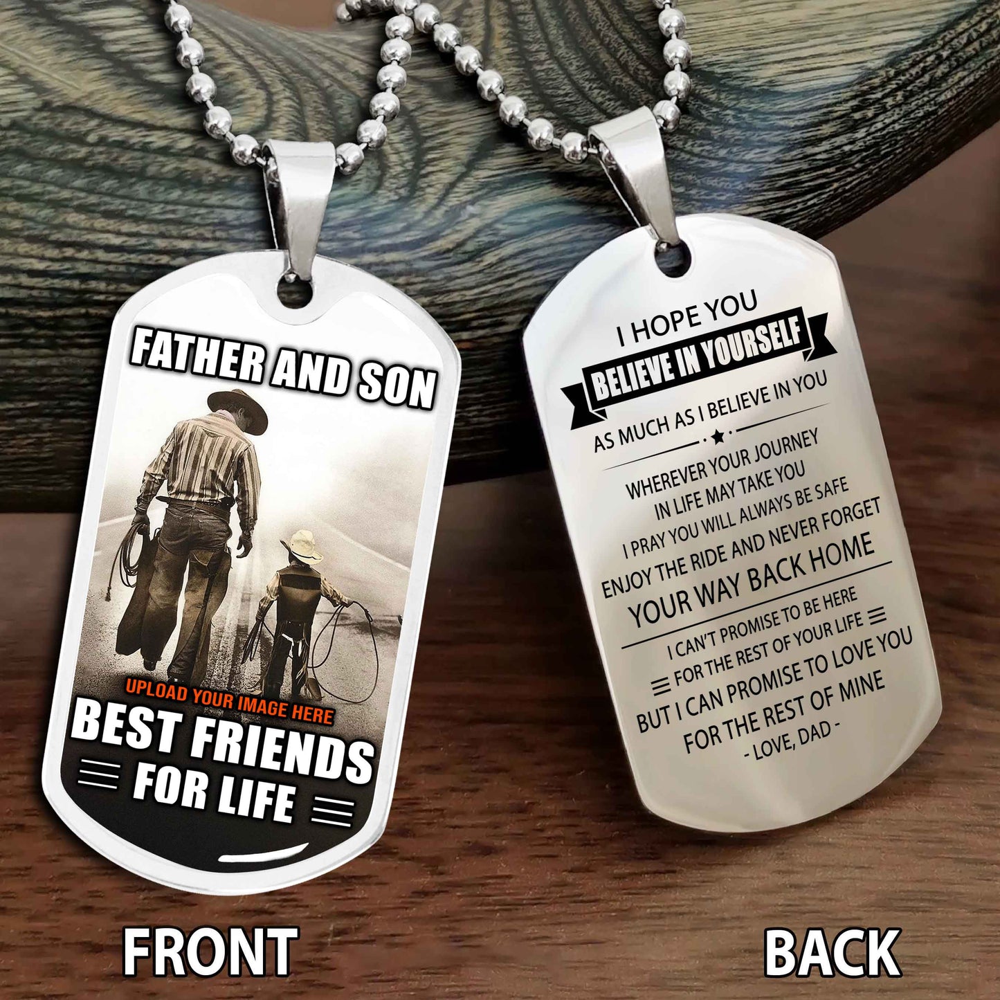 Personalized Double Side Graphic Dog Tag Gift For Your Son With Motivation Message Best Gift From Father To Son