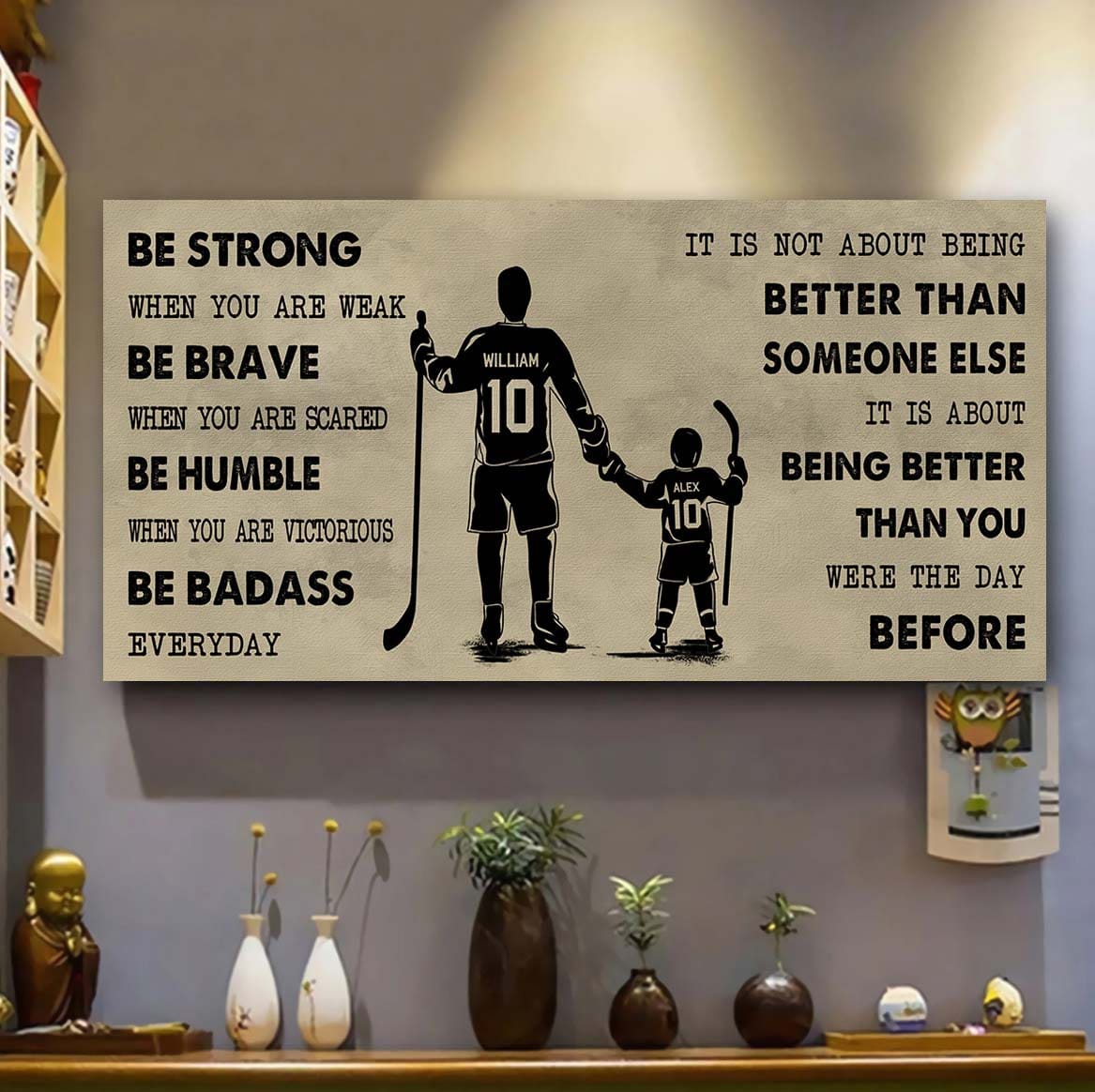 American Football Poster Canvas From Dad To Son Be Strong When You Are Weak - It Is Not About Being Better Than Someone Else