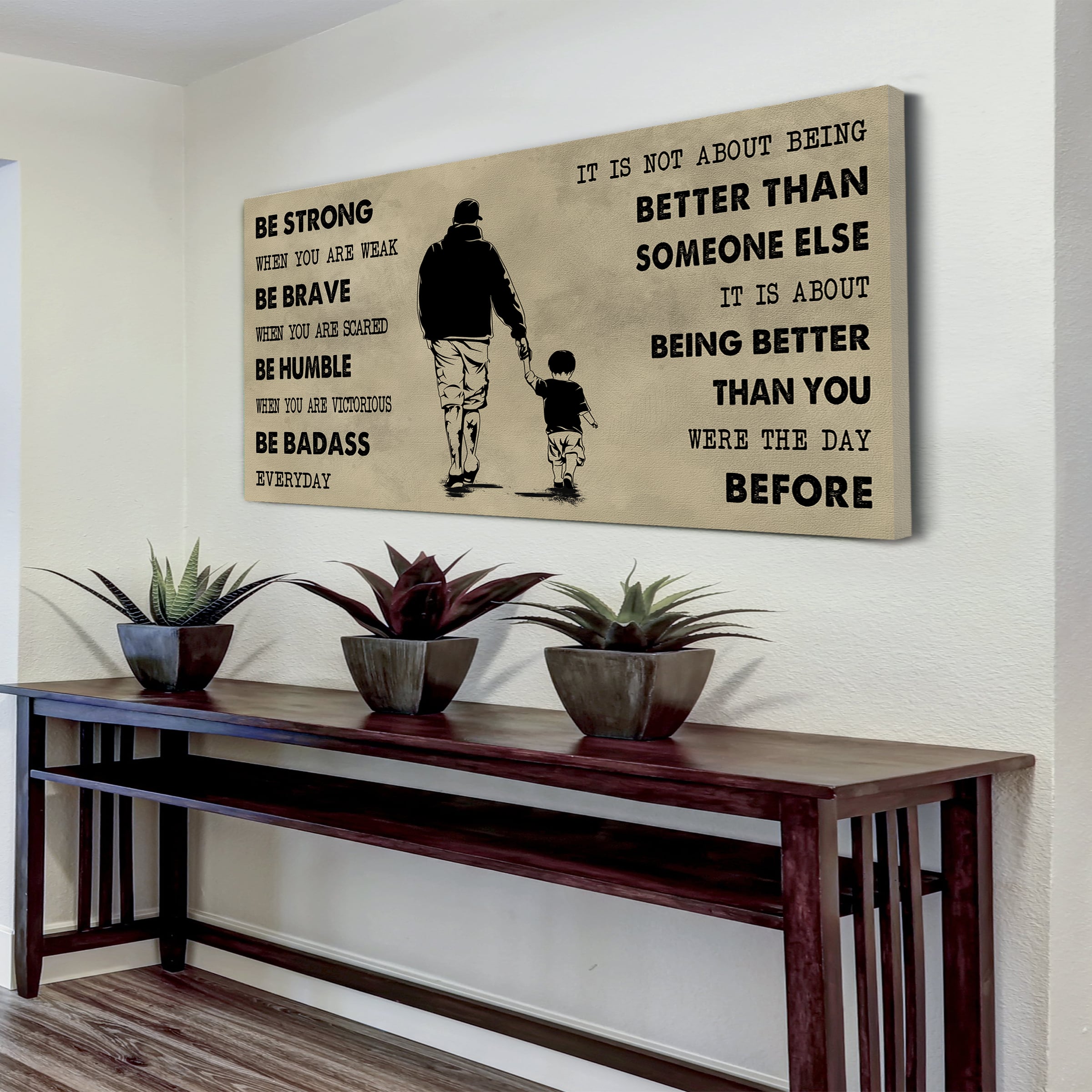 Baseball Poster Canvas From Dad To Son Be Strong When You Are Weak - It Is Not About Being Better Than Someone Else