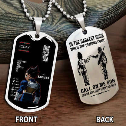 Personalized Double Side Graphic Dog Tag Father And Son - Call On Me Son And We Will Fight Them Together