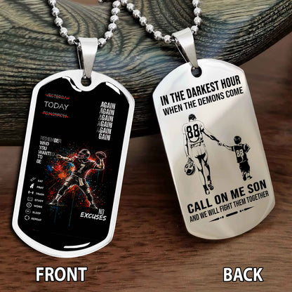 Personalized Double Side Graphic Dog Tag Father And Son - Call On Me Son And We Will Fight Them Together