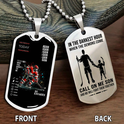 Personalized Double Side Graphic Dog Tag Father And Son - Call On Me Son And We Will Fight Them Together
