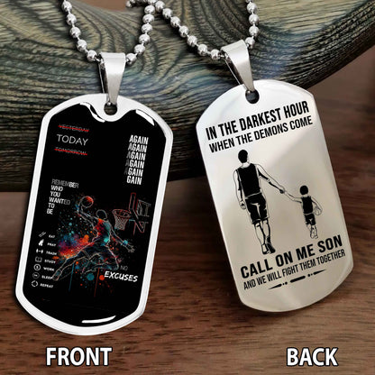 Personalized Double Side Graphic Dog Tag Father And Son - Call On Me Son And We Will Fight Them Together