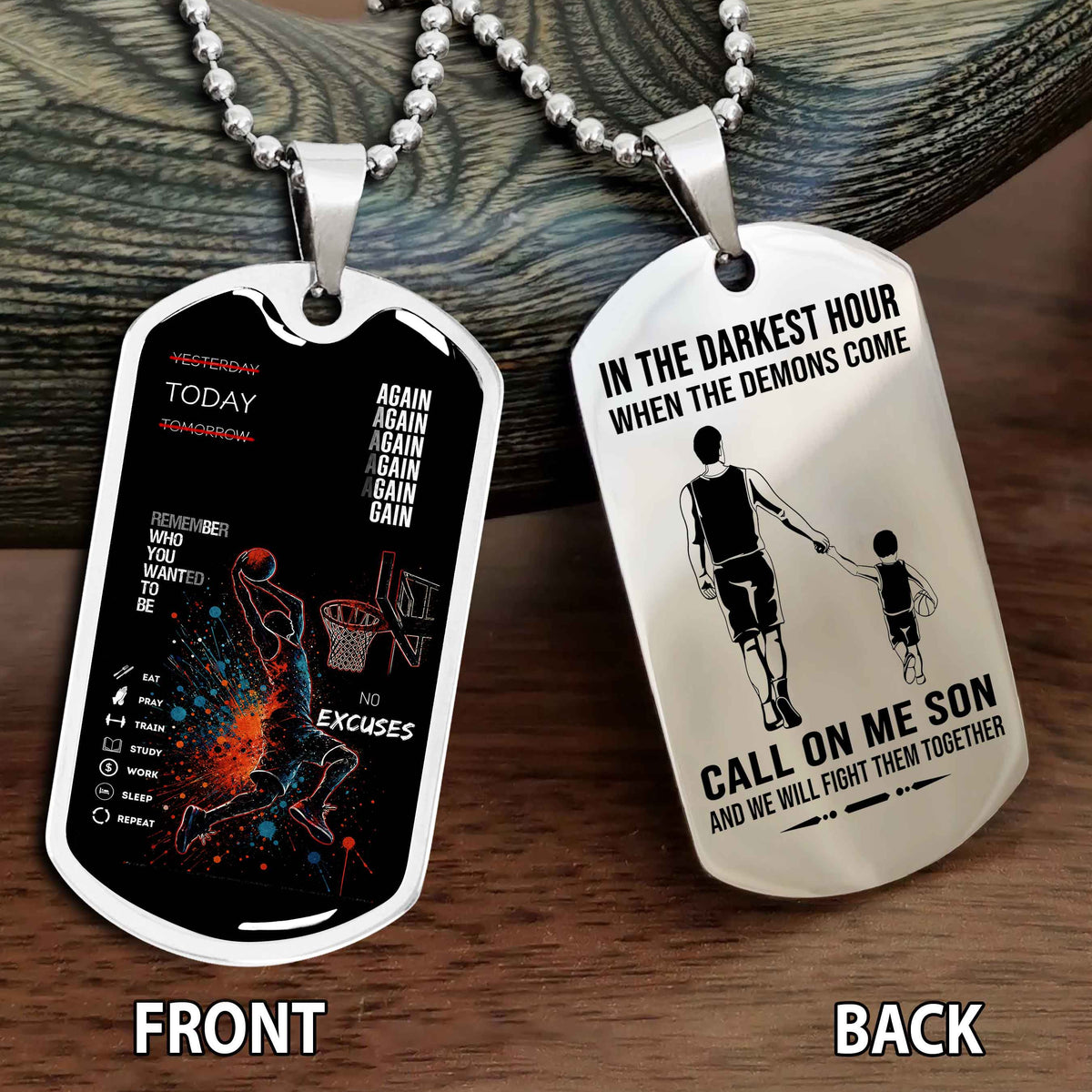 Personalized Double Side Graphic Dog Tag Father And Son - Call On Me Son And We Will Fight Them Together