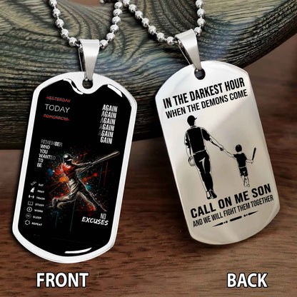 Personalized Double Side Graphic Dog Tag Father And Son - Call On Me Son And We Will Fight Them Together