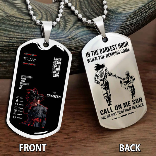 Personalized Double Side Graphic Dog Tag Father And Son - Call On Me Son And We Will Fight Them Together