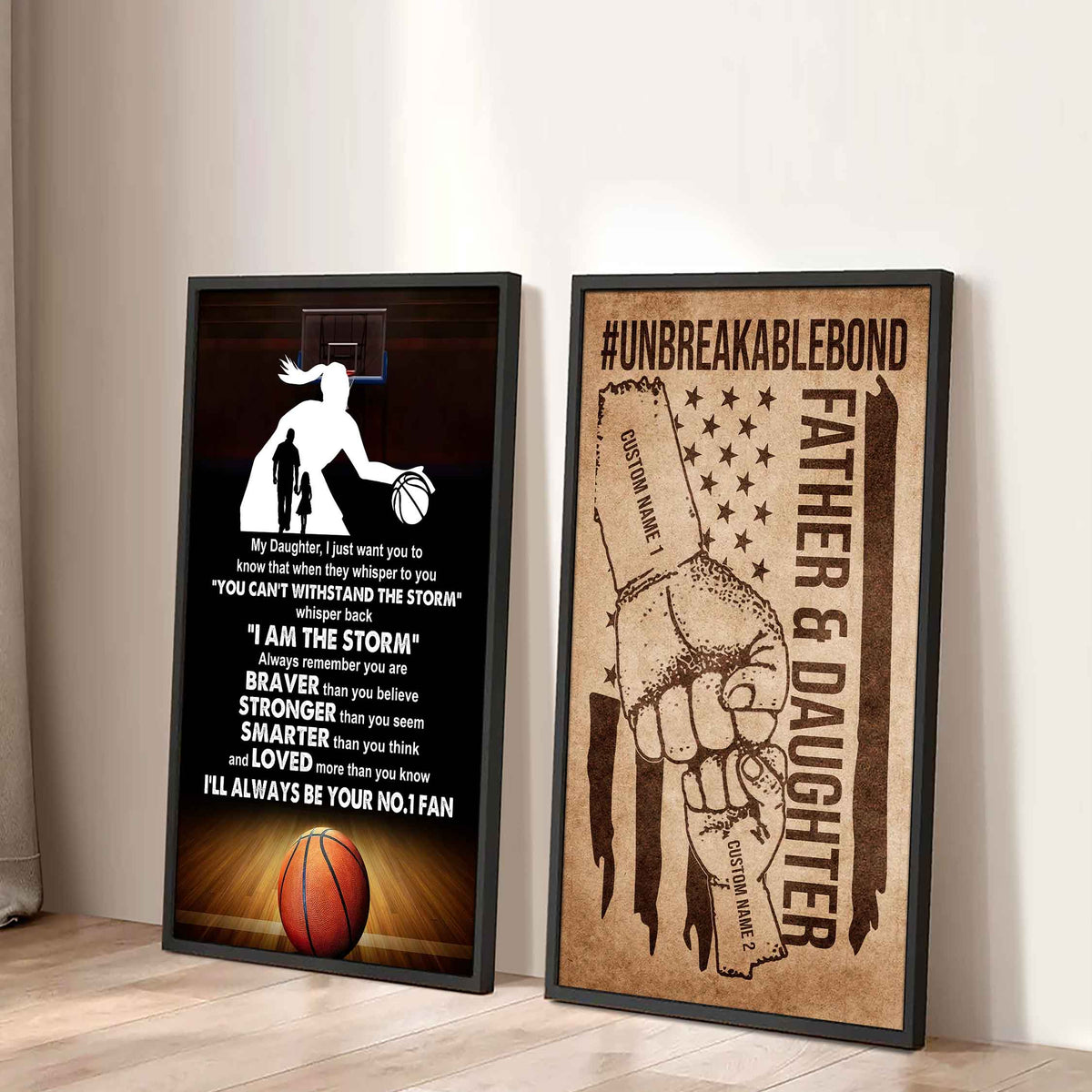 Father And Daughter UnBreakable Bond - 2 Piece Canvas Wall Art - Whisper Back I'm The Storm