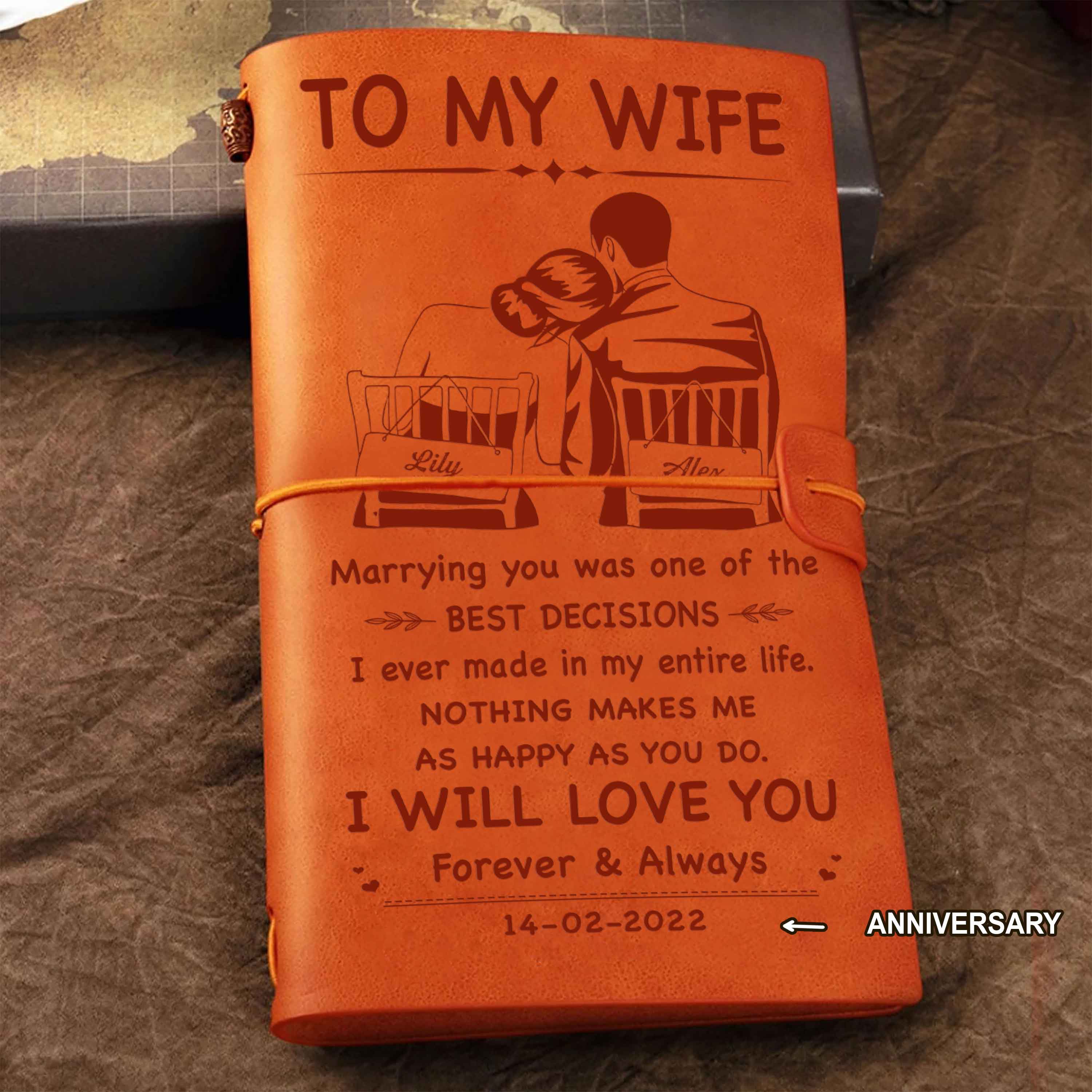 Valentines gifts Vintage Journal Husband to Wife Marrying You was one of the best decision I ever made