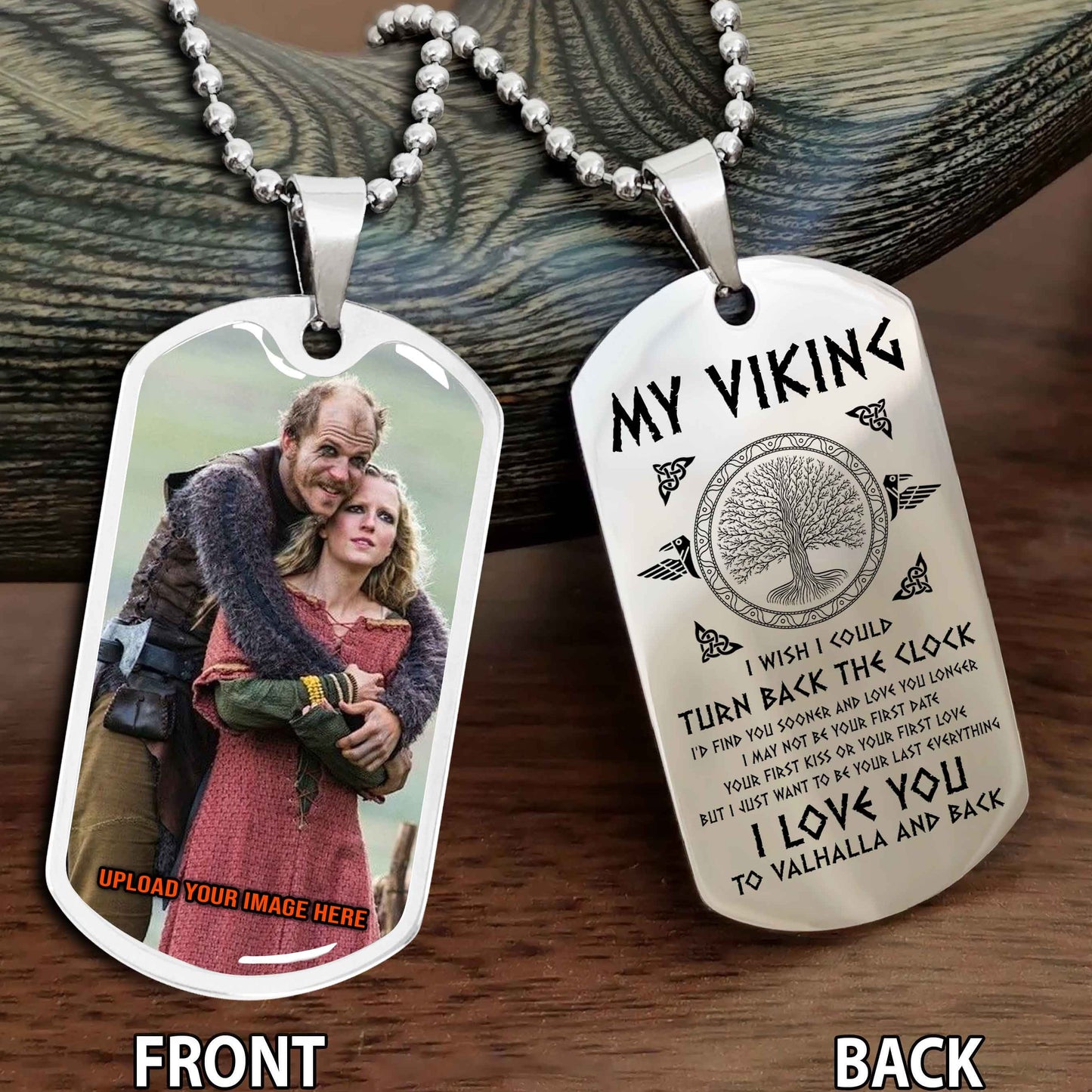 Personalized Viking Double-Sided Dog Tag for Husband with Photo Upload