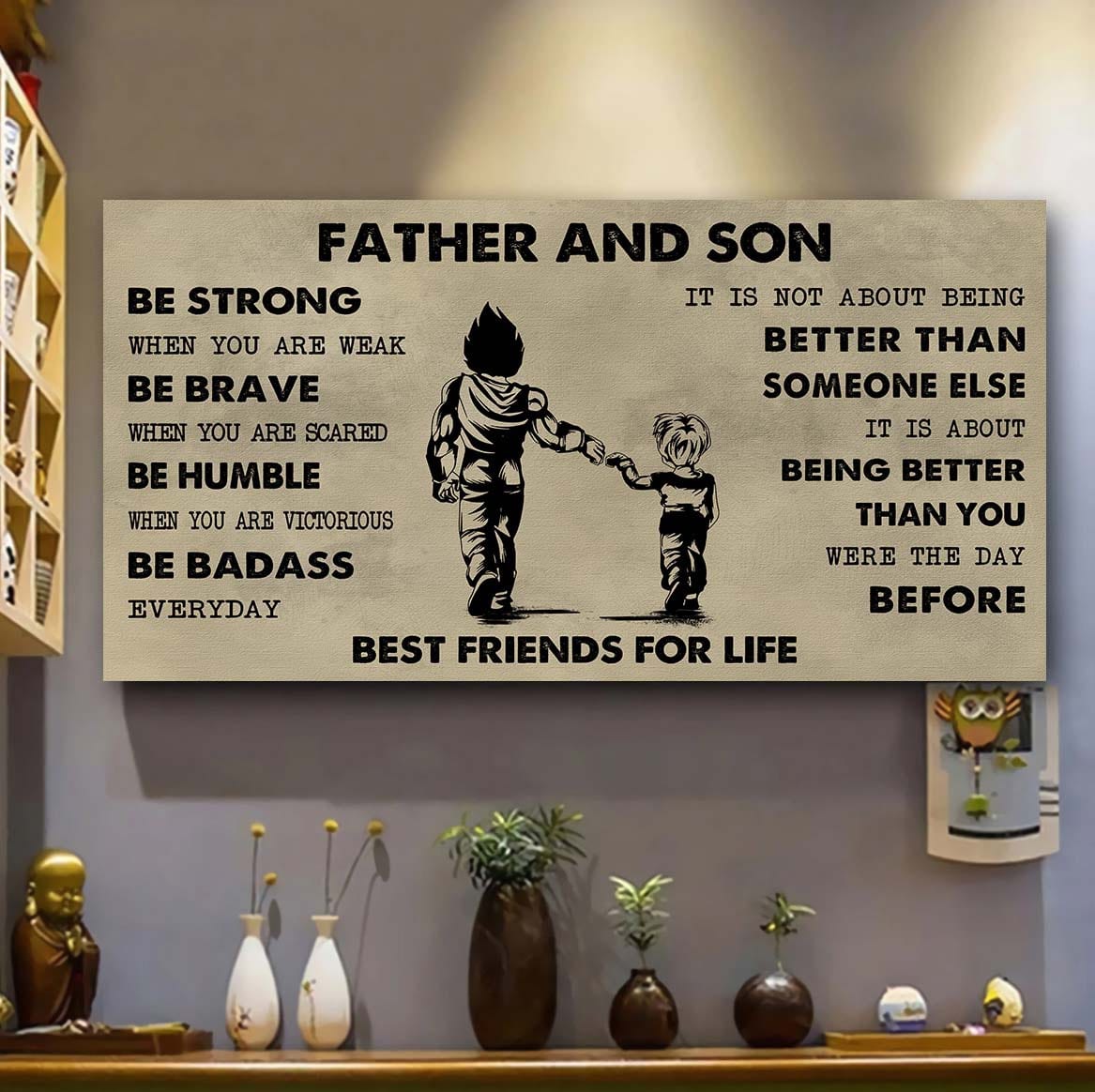 Vikings Father And Son Best Friends For Life - Be Strong When You Are Weak Poster Canvas Gift For Son From Father-Photo Upload