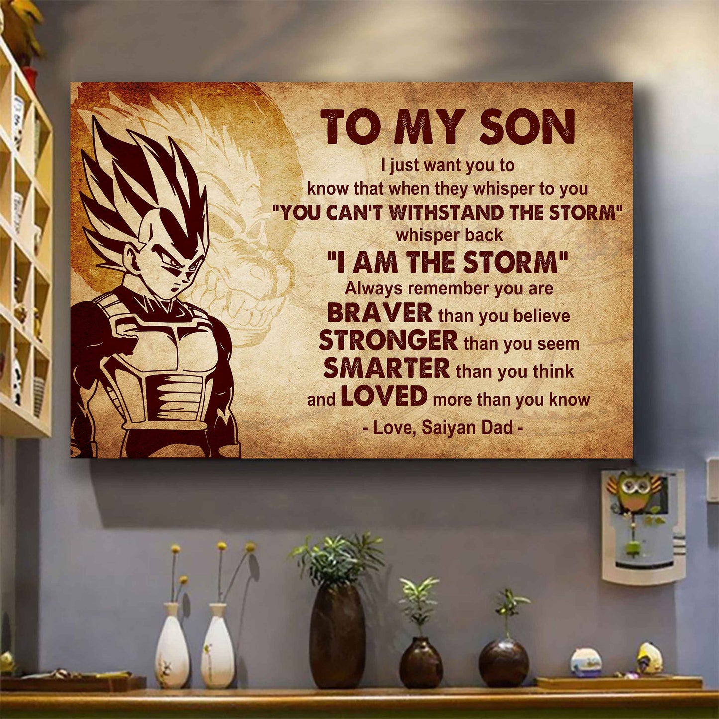 Spartan Poster Canvas Whisper Back I'm The Storm From Dad To Son Gift For Your Son