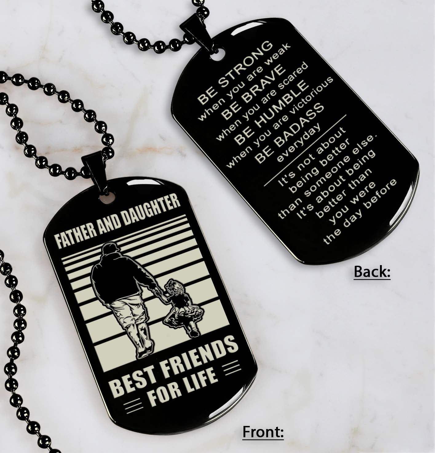 ANT-Personalized Double Sided Dog Tag Father And Son Best Friends For Life - Message on the back side