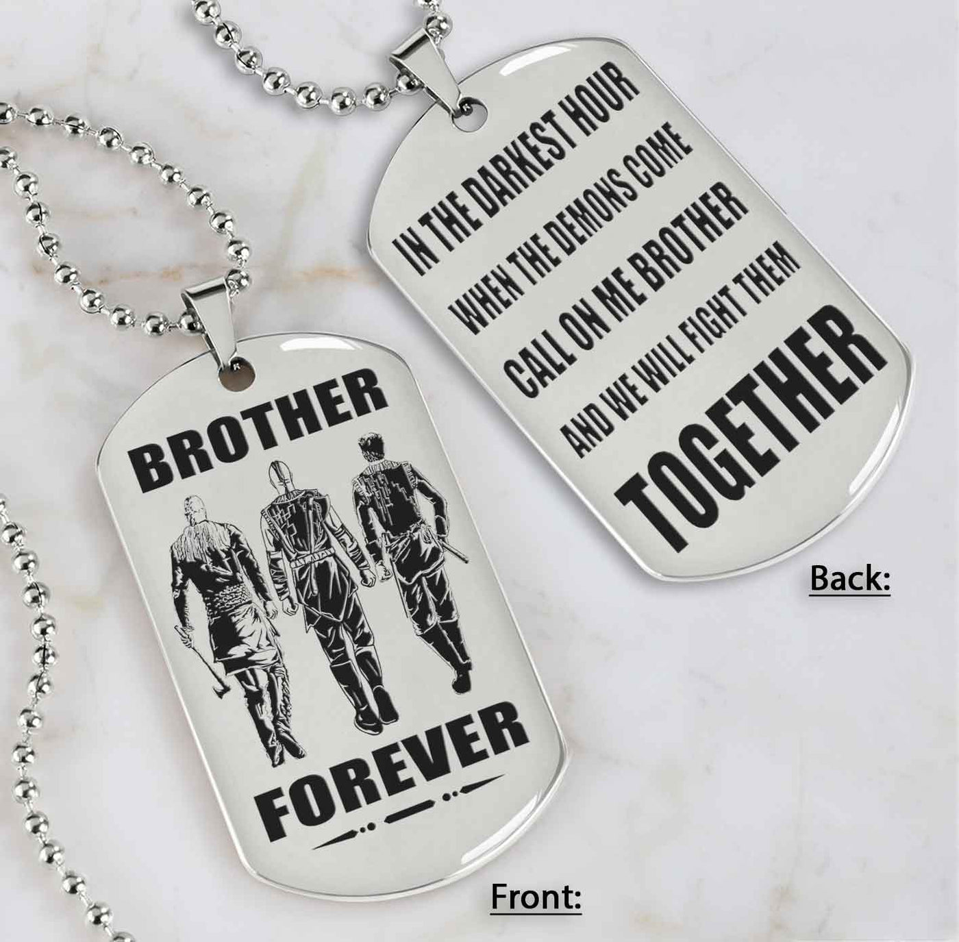 Soldier customizable engraved black dog tag double sided gift from brother, brother forever