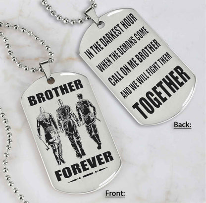 Soldier customizable engraved black dog tag double sided gift from brother, brother forever